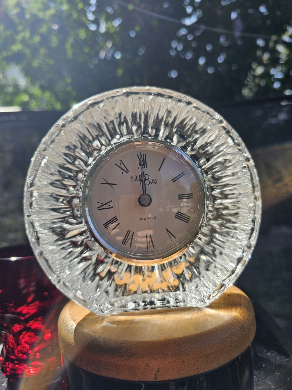Vintage Studio Nova Clear Crystal Quartz Desk Table Clock Made in Germany